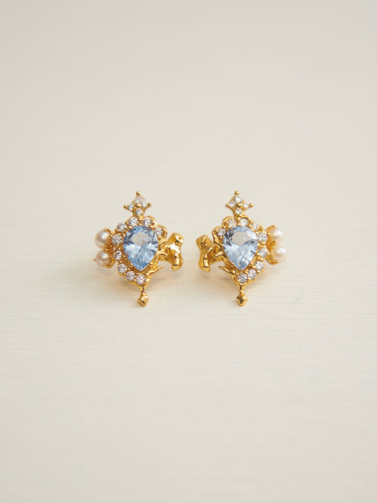 MOLTEN ZIRCON GOLD EARRINGS (LIGHT BLUE)