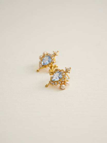 MOLTEN ZIRCON GOLD EARRINGS (LIGHT BLUE)