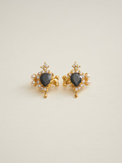 MOLTEN ZIRCON GOLD EARRINGS (BLACK)