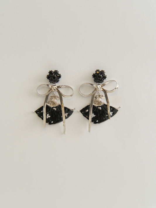 BOW & ENAMEL FAN EARRINGS