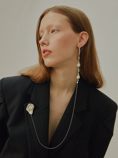 SILVER EARRING WITH BROOCH